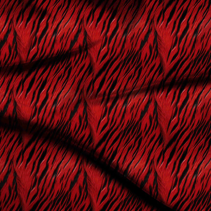 scarlet red animal digital print fabric texture — large scale closeup