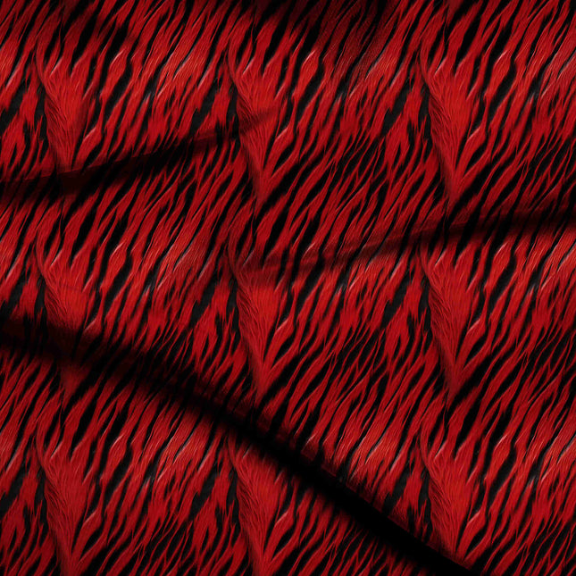 scarlet red animal digital print fabric texture — large scale closeup