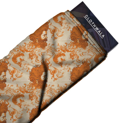 burnt sienna floral all-over print pattern — large scale repeat layout