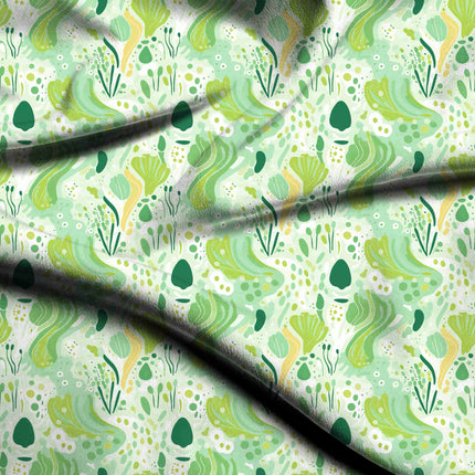 forest green abstract digital print fabric texture — medium scale closeup