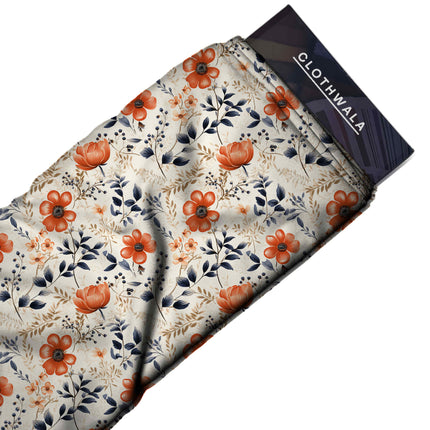 ivory cream floral print fabric draped — maxi dress styling