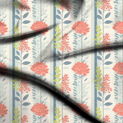 coral pink floral digital print fabric texture — medium scale closeup
