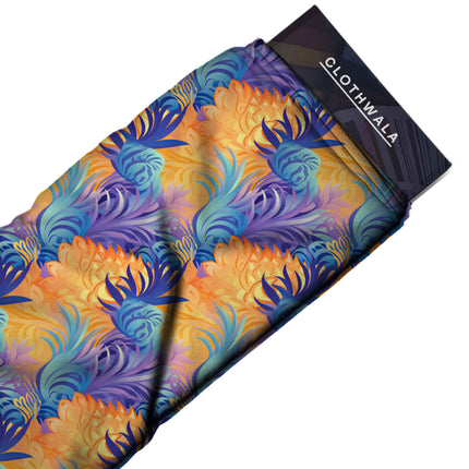 marigold abstract print fabric draped — palazzo pants styling