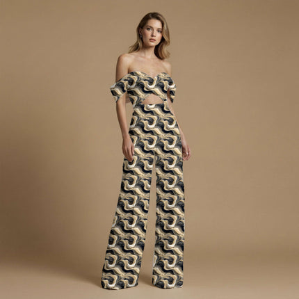 jet black abstract print fabric draped — kaftan styling
