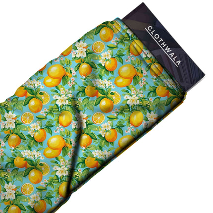 cyan blue floral all-over print pattern — medium scale repeat layout