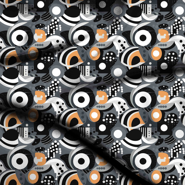 charcoal grey abstract digital print fabric texture — medium scale closeup
