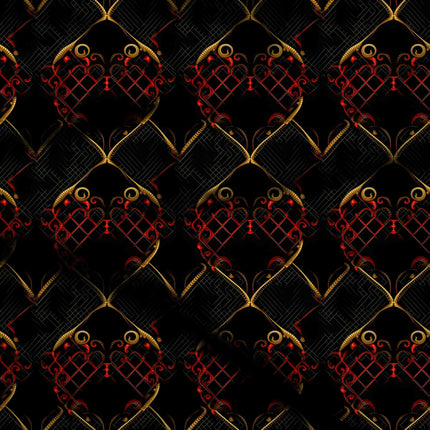 jet black geometric digital print fabric texture — medium scale closeup