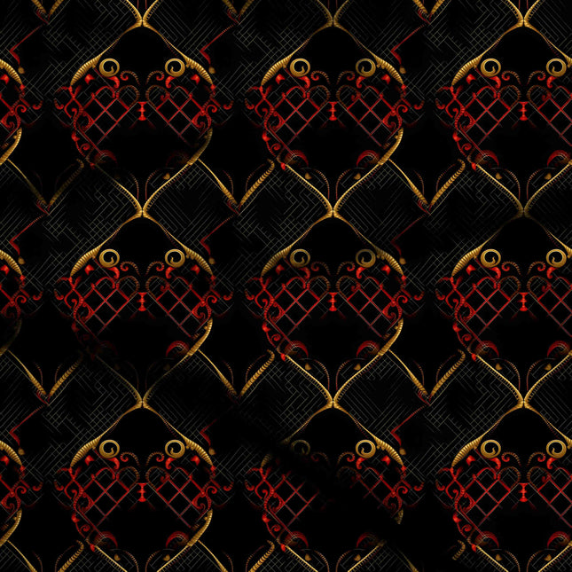 jet black geometric digital print fabric texture — medium scale closeup