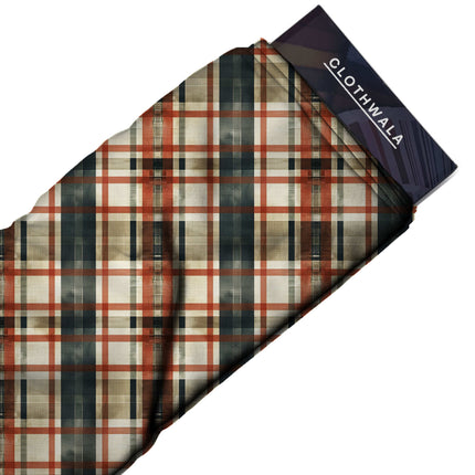 ivory cream checks fabric detail — textured finish digital print closeup