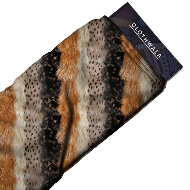 russet orange animal print fabric draped — wide-leg trousers styling