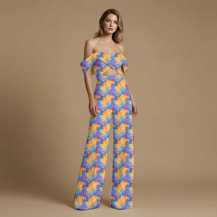 marigold abstract all-over print pattern — large scale repeat layout