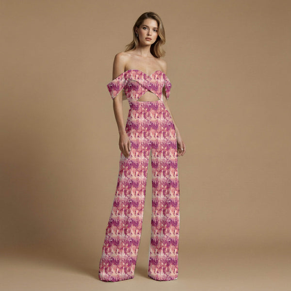 Dusty Rose Pixelated & Abstract Ikat-inspired Geometric Motif Print Fabric
