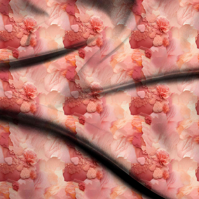 dusty rose floral digital print fabric texture — medium scale closeup