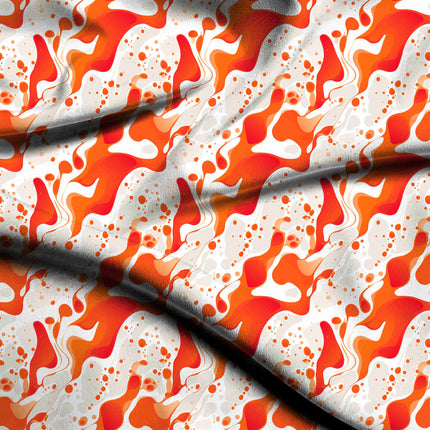 fiery orange abstract digital print fabric texture — medium scale closeup