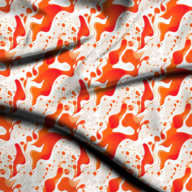 fiery orange abstract digital print fabric texture — medium scale closeup