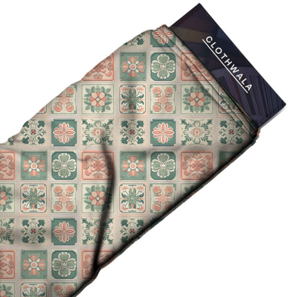 dusty rose floral print fabric draped — palazzo pants styling