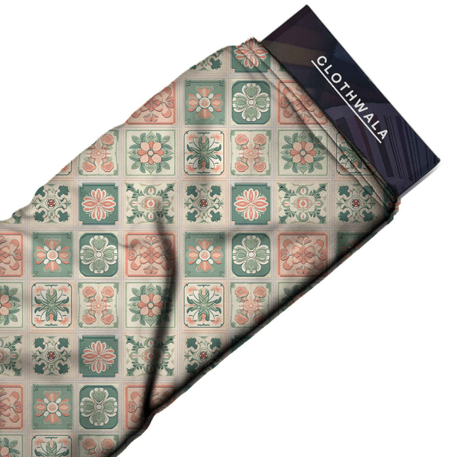 dusty rose floral print fabric draped — palazzo pants styling