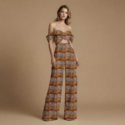 burnt sienna animal all-over print pattern — medium scale repeat layout