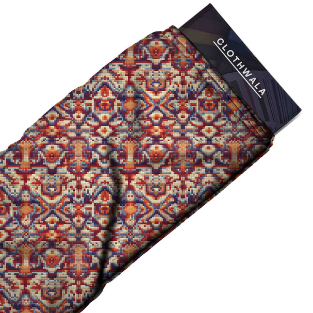 crimson red ethnic print fabric draped — palazzo pants styling