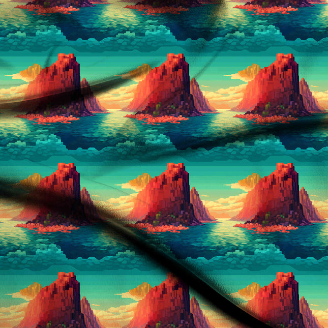 teal blue other digital print fabric texture — large scale closeup