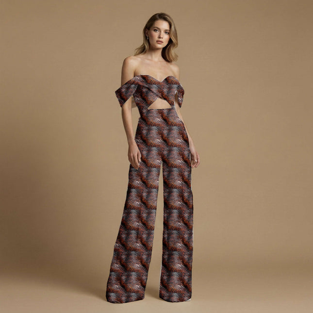 deep crimson animal print fabric draped — statement dupatta styling