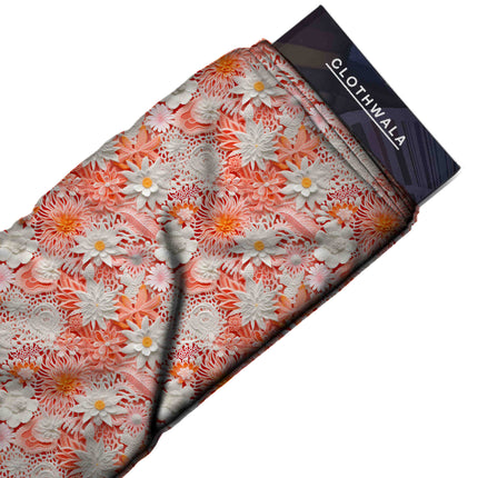 ivory cream floral fabric detail — textured finish digital print closeup