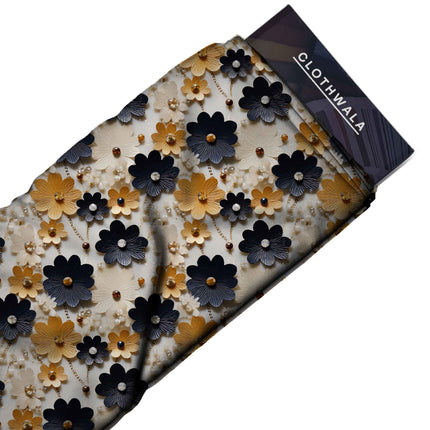 ivory cream floral all-over print pattern — large scale repeat layout