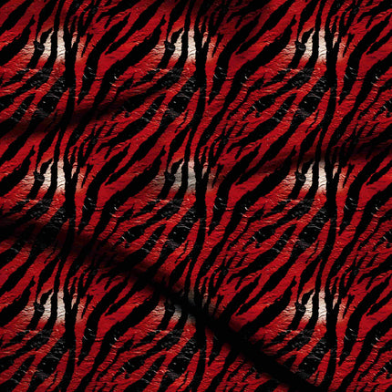 scarlet red animal digital print fabric texture — large scale closeup