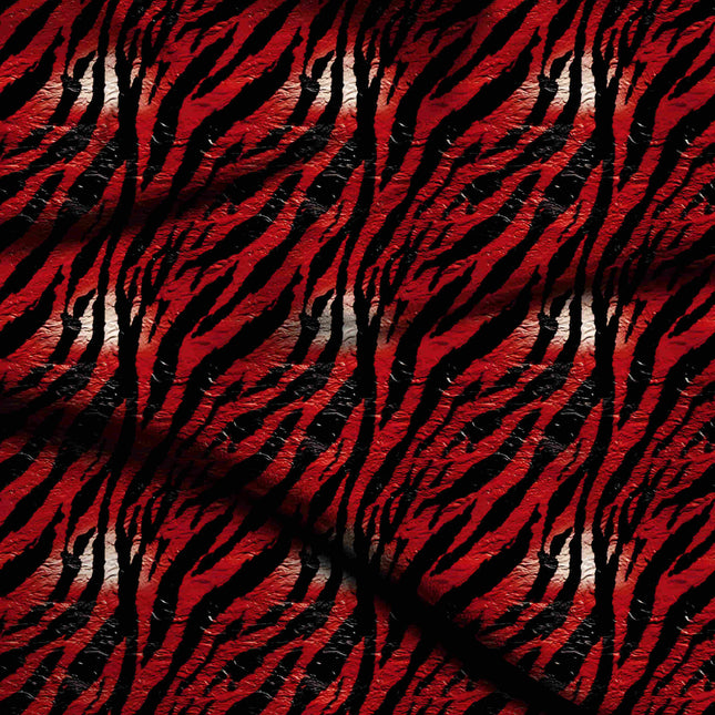 scarlet red animal digital print fabric texture — large scale closeup