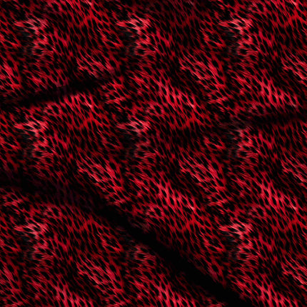 crimson red animal digital print fabric texture — medium scale closeup