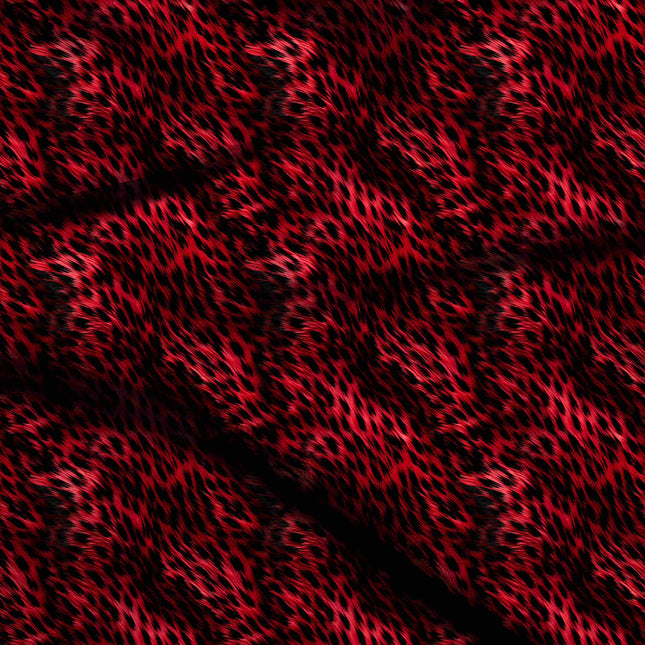 crimson red animal digital print fabric texture — medium scale closeup