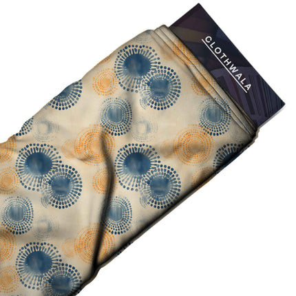 indigo blue abstract print fabric draped — kurta set styling