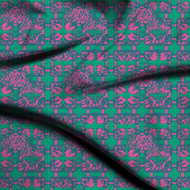 emerald green geometric print fabric draped — co-ord set styling