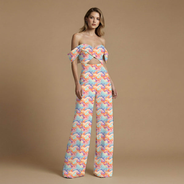 Sky Blue Ethereal swirling clouds with delicate Skirt Fabric