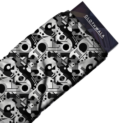 jet black geometric all-over print pattern — medium scale repeat layout