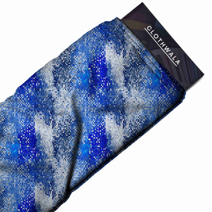 cobalt blue abstract fabric detail — matte finish digital print closeup