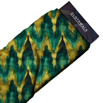 forest green ethnic all-over print pattern — large scale repeat layout