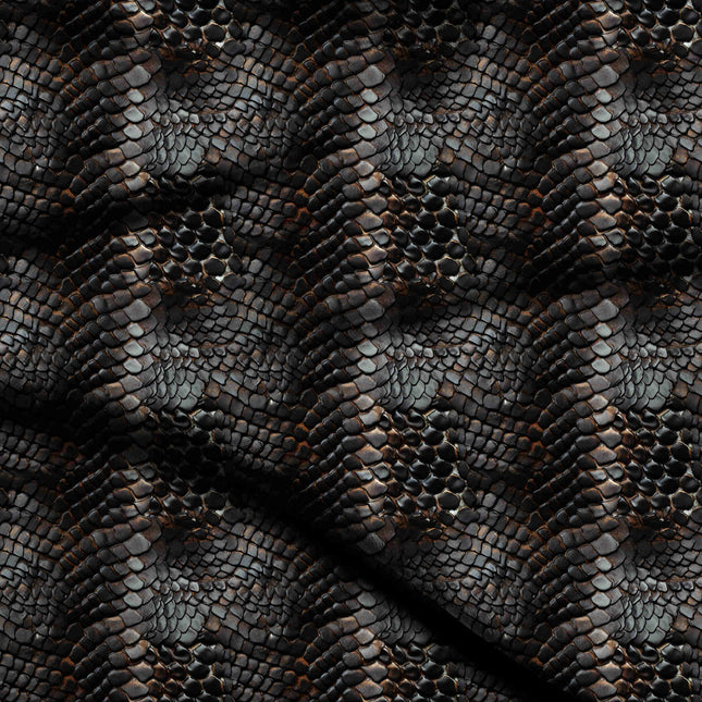 deep charcoal animal digital print fabric texture — medium scale closeup