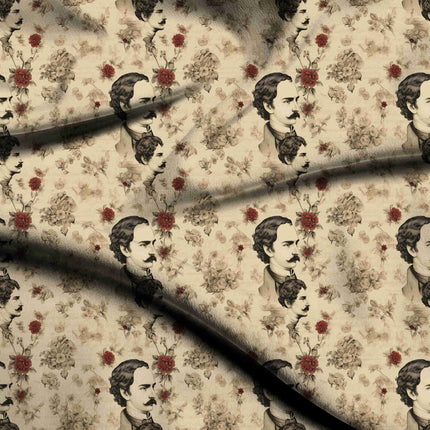 ivory cream other digital print fabric texture — medium scale closeup
