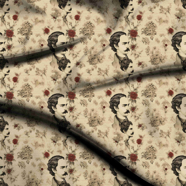 ivory cream other digital print fabric texture — medium scale closeup