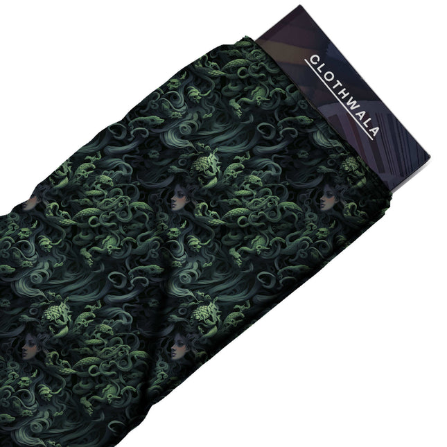 deep forest green other print fabric draped — kaftan styling