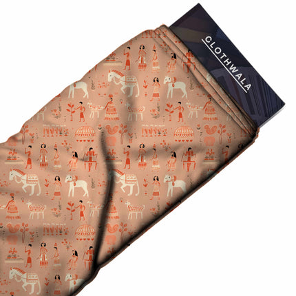 burnt sienna ethnic all-over print pattern — medium scale repeat layout