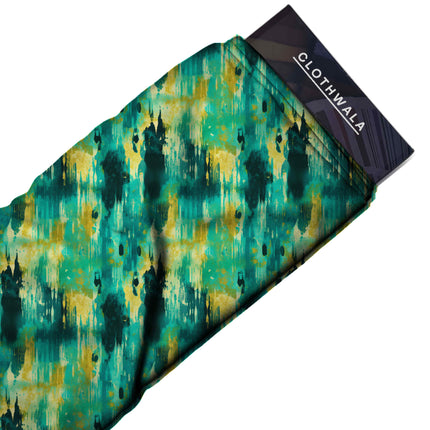 teal abstract fabric detail — digital print closeup