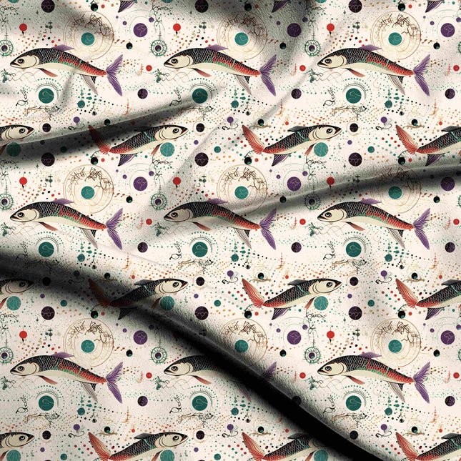 ivory cream other digital print fabric texture — medium scale closeup