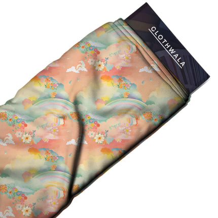 dusty rose floral fabric detail — textured finish digital print closeup