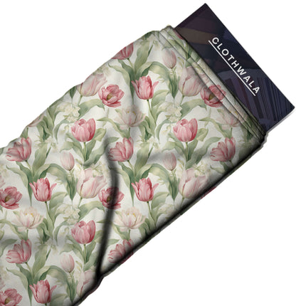 Dusty Rose Floral Digital Print Fabric for Bandgala | pastel garden party - Image 2
