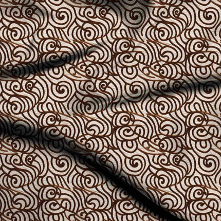 espresso brown abstract digital print fabric texture — medium scale closeup