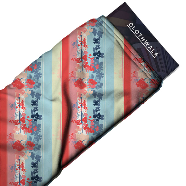 dusty rose floral print fabric draped — saree styling