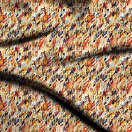 burnt orange geometric print fabric draped — shirt styling