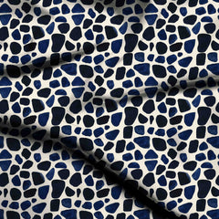 indigo blue abstract digital print fabric texture — medium scale closeup